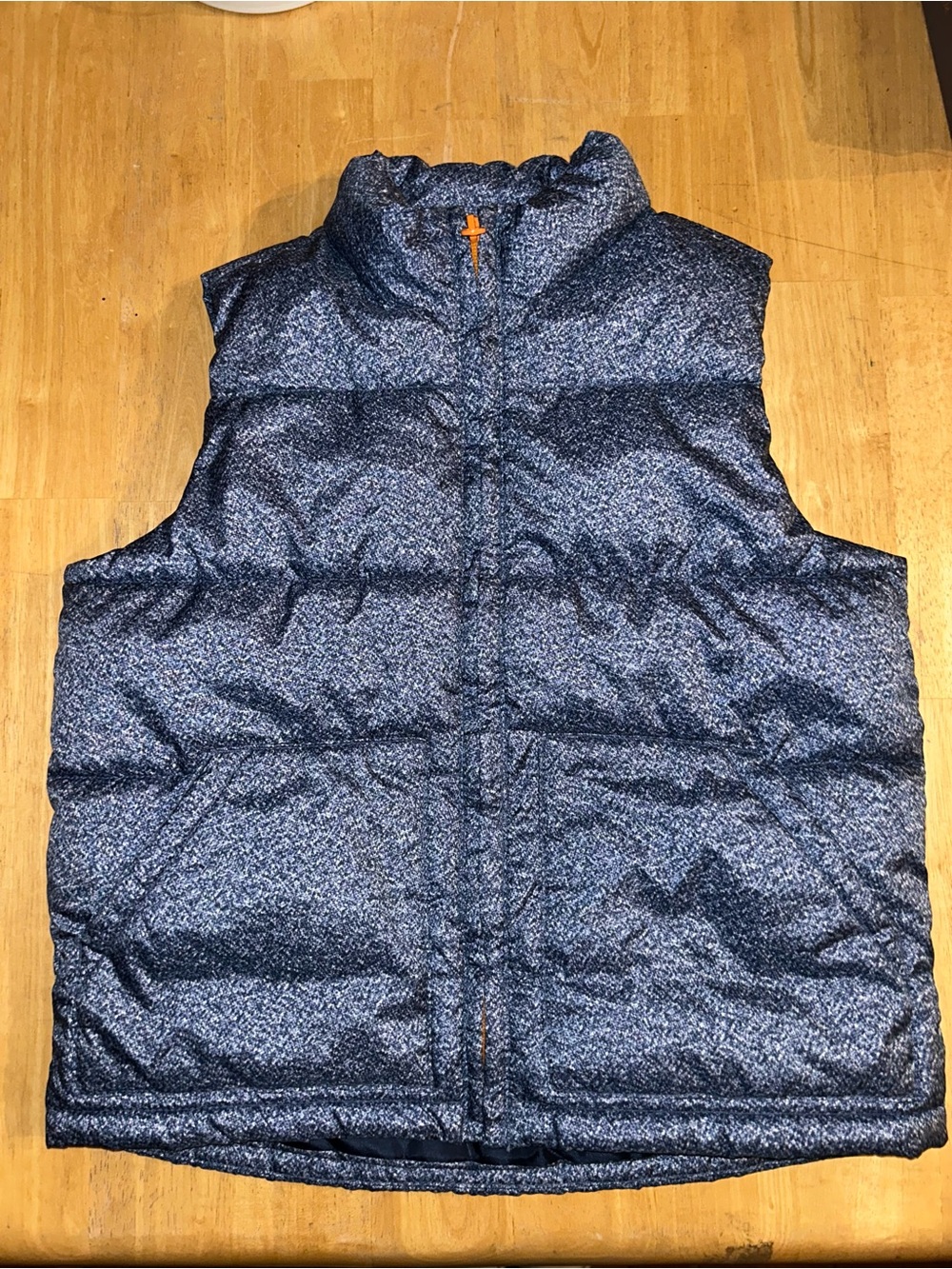 Old Navy Boys Blue Space Dye Puffer Vest textured space-dye pattern 6/7 S/P